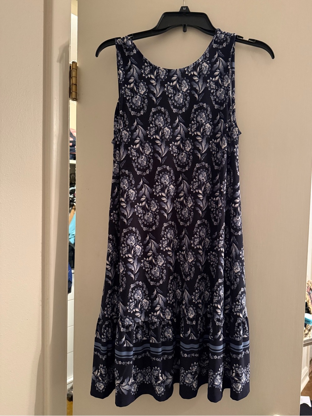 LOFT Navy and White Floral Sleeveless Mini Dress